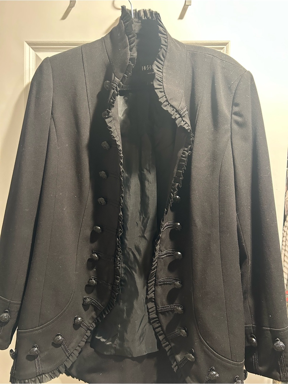 Insight Black Ruffle-Trim Military Blazer